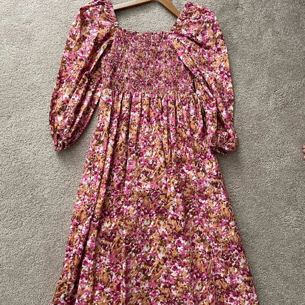 J Crew puff Sleeve Midi Dress